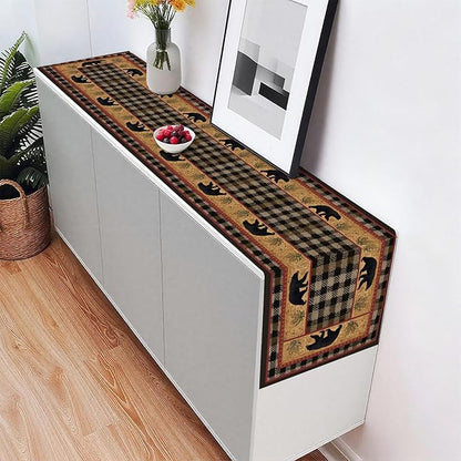 Bear Table Runner,Dining Decor for Kitchen Coffee Table Family Dinners Holiday Parties Wedding Events Decor(13x72 inch)