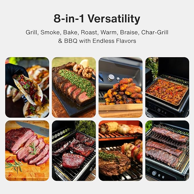 ASMOKE Essential– Guga’s Pick | Smart Portable Wood Pellet Grill & Smoker with 5" LCD Screen, 8-in-1 Grill,8H Battery, Effortless Cleaning, Wi-Fi Smart Control, 271 sq.in,Fit for Family BBQ