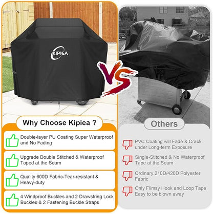 600D Heavy Duty Gas Grill Cover for Weber Genesis 300 Series & New Genesis 300 Grills, 58-Inch Waterproof BBQ Cover with Windproof Buckles, UV Resistant, No Tear, No Fading