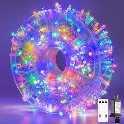 JMEXSUSS 132ft 400 LED Christmas Lights Indoor Outdoor Waterproof | 8 Modes Multicolor Christmas Tree Lights Plug in with Remote, Twinkle String Light for Bedroom Party Tree Christmas Decor