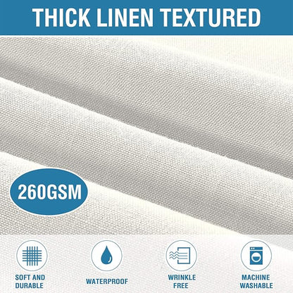 H.VERSAILTEX Linen Textured Table Cloths 60 x 84 Inch Premium Solid Tablecloth Spill-Proof Waterproof Table Cover for Dining Buffet Feature Extra Soft and Thick Fabric Wrinkle Free, Ivory
