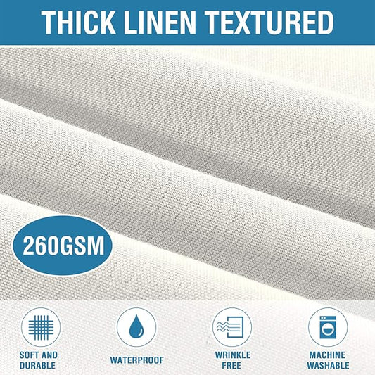 H.VERSAILTEX Linen Textured Table Cloths Square 60 x 60 Inch Premium Solid Tablecloth Spill-Proof Waterproof Table Cover for Dining Buffet Feature Extra Soft and Thick Fabric Wrinkle Free, Ivory