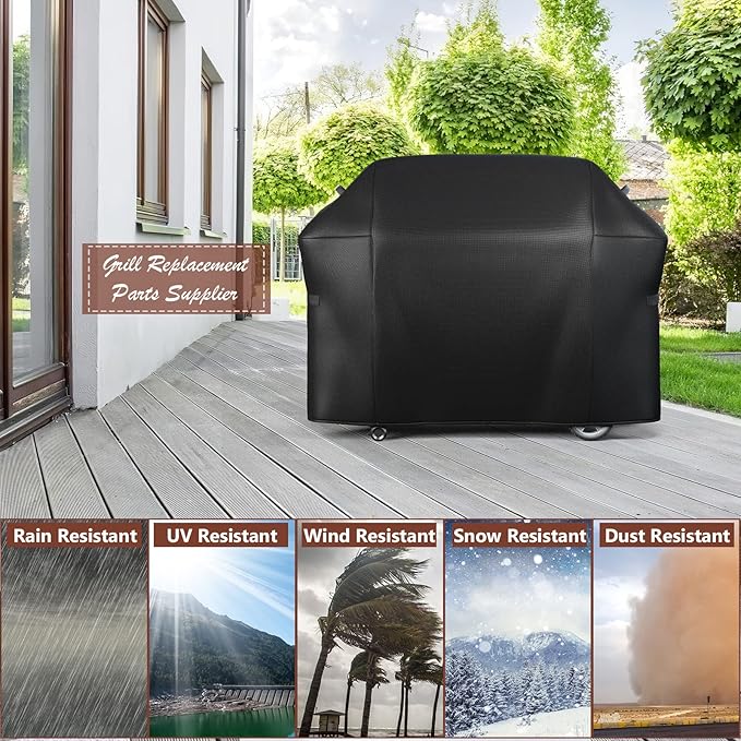 QuliMetal 65 Inches Grill Cover for Weber Genesis 2 4-Burner 400 Series, Heavy Duty Waterproof Outdoor BBQ Cover, Fade Resistant Barbecue Protector, 600D Waterproof, Compared to Weber 7131