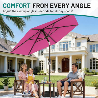 AreShark 7.5FT Patio Umbrella Table Market Umbrella w/Tilt and Crank, Heavy-Duty Outdoor Umbrellas for Pool, Deck, Garden and Backyard, Rose Pink