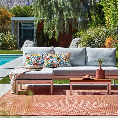 LVTXIII 2 Pack Outdoor Lumbar Pillow Covers 12x20 Inch with Piping, Water-Repellent Back Cushion Covers ONLY for Patio Furniture, Sofa, Garden Bench, Paisley Multi
