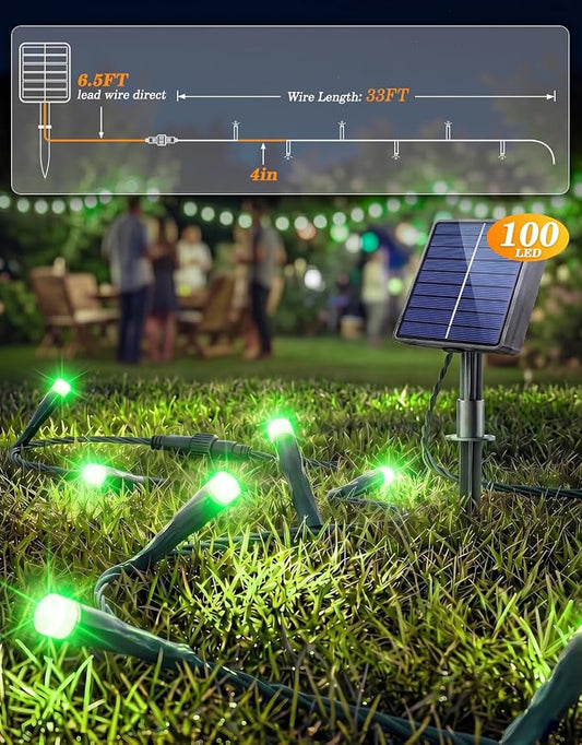 LitHome 2 Pack Solar String Lights Outdoor with Remote, Total 200LED 66FT | Solar Christmas Lights Outside Waterproof, 8 Modes String Light for Xmas Patio Garden Party Yard Tree Decor, Green