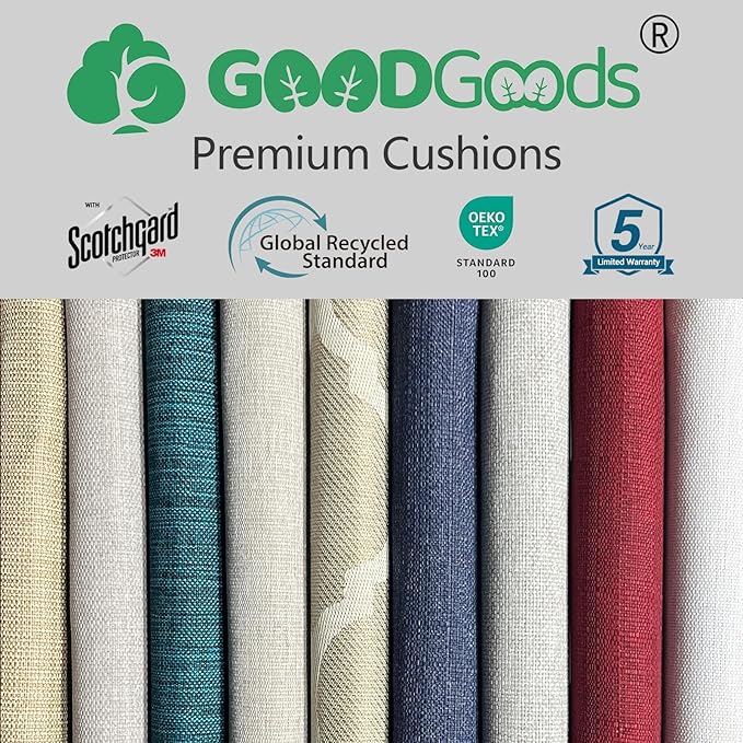 Goodgoods 18.5 x 18.5 Outdoor Chair Cushions Set of 4, Fade-Resistant & Water-Resistant Patio Seat Cushion Pads with Ties, 30D High-Resilience Foam for Dining Room Kitchen Chairs, Malachite