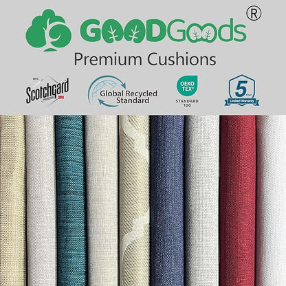 Goodgoods 18.5 x 18.5 Outdoor Chair Cushions Set of 4, Fade-Resistant & Water-Resistant Patio Seat Cushion Pads with Ties, 30D High-Resilience Foam for Dining Room Kitchen Chairs, Malachite