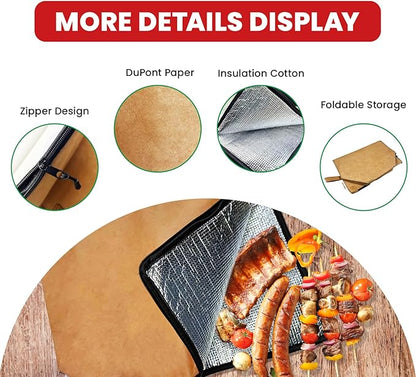 BBQ Blanket for Resting Meat with Smoking Guide，Rusable Wide Mouth Insulated Resting Bag for Turkeys/Pork Shoulders/Brisket, Smoker Accessories Gifts for Father Dad Husband (21 inches Large Capacity)