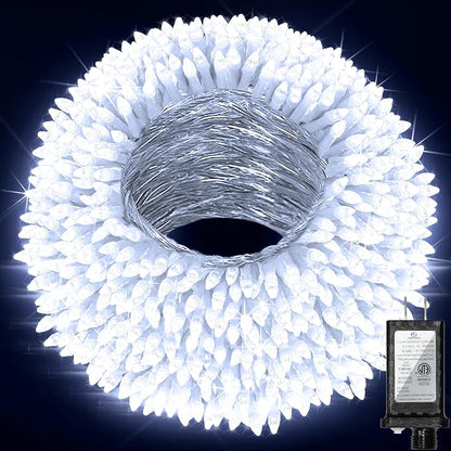 470ft Outdoor Christmas Lights, 1500 LED Super Long String Lights 12 Modes & Timer Memory, Dimmable Outsite Waterproof Light Strings for Xmas Tree Garden Wedding Party Holiday Decorations Cool White