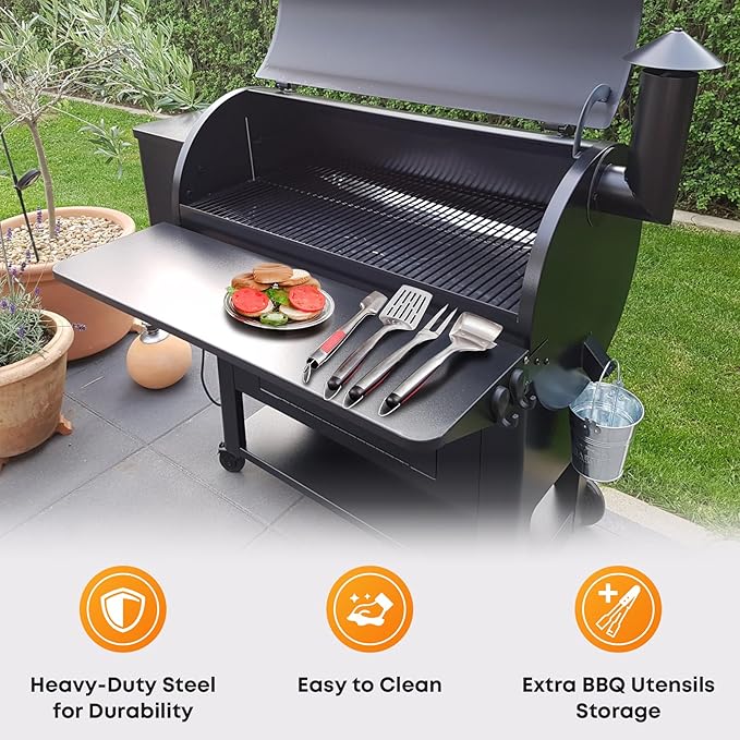 Stanbroil Folding Front Shelf for Traeger Pro Series 34 Pellet Grill, Replacement for BAC363 Folding Shelf, Grill Accessories for Traeger Texas Elite 34, Century 885 - Black