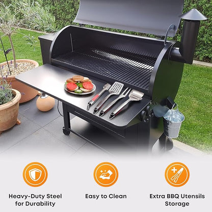 Stanbroil Folding Front Shelf for Traeger Pro Series 34 Pellet Grill, Replacement for BAC363 Folding Shelf, Grill Accessories for Traeger Texas Elite 34, Century 885 - Black