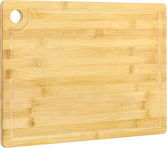 Utoplike Bamboo Cutting Board 16 x 12 inch, Wood Chopping Board for Kitchen, Meat, Vegetables, Butcher Block with Juice Groove, 0.55"Th