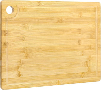 Utoplike Bamboo Cutting Board 16 x 12 inch, Wood Chopping Board for Kitchen, Meat, Vegetables, Butcher Block with Juice Groove, 0.55"Th