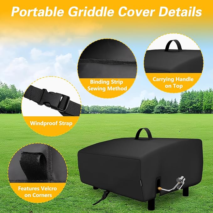 EVRBUL Portable Griddle Cover Fit for Blackstone and Pit Boss 2 Burner Tabletop Griddle, 600D PVC Coating Tabletop Grill Cover Fit for Royal Gourmet 3 Burners Flat Top Gas Grill, 29.5" x 25" x 13"