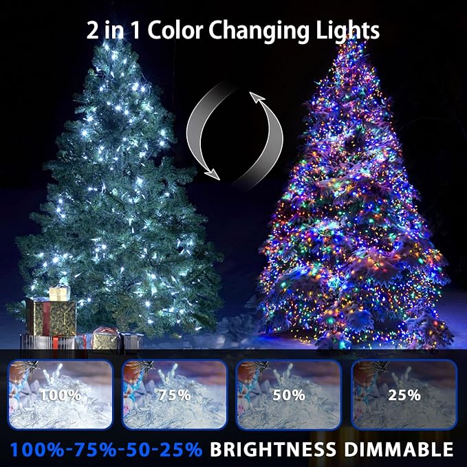 JMEXSUSS 200LED Color Changing Christmas Lights Indoor Outdoor Clear Wire | 66 Ft White to Multicolor String Lights Plug in, Twinkle Fairy Lights for Bedroom Classroom Wedding Tree Patio Xmas Decor