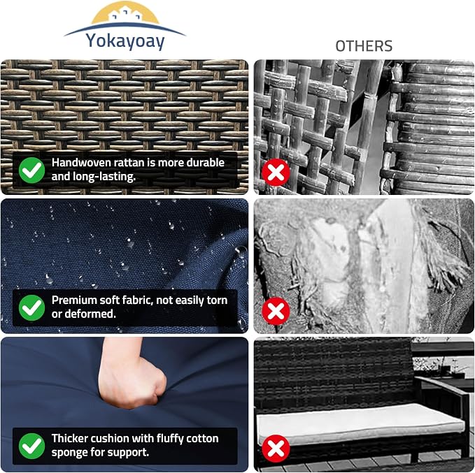 Patio Wicker Chairs with High Back Set of 2, All Weather PE Wicker Outdoor Chairs with Water-Resistant Cushions for Garden, Deck, Porch, Backyard, Balcony