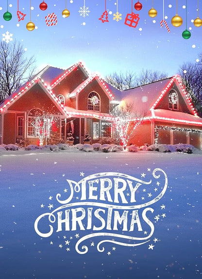C9 LED Christmas Lights Outdoor, 68 Feet 100 LED C9 String Light with 100 Spring Clips, Waterproof Connectable Christmas Tree Lights for Outside Roofline Patio Home Xmas Decor, Red & Pure White