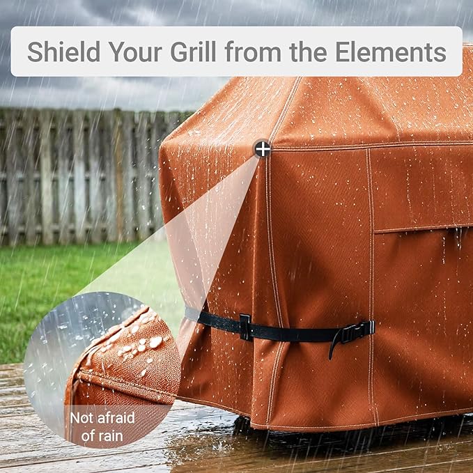 NettyPro BBQ Grill Cover 56 inch Heavy Duty Waterproof Outdoor 2-3 Burners Gas Grill Cover for Outside Weber, Char-Broil, Brinkmann, Nexgrill Barbecue, Brown