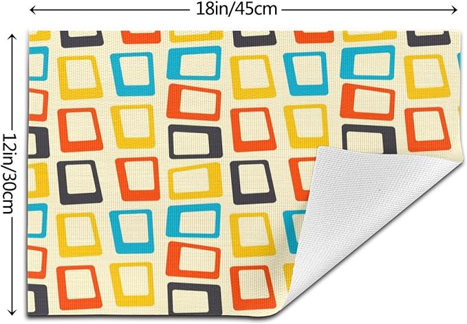 Retro Placemats Set of 4, Mid Century Modern Dining Table Place Mats | Washable Heat Resistant Table Mats for Kitchen Dinner Holiday Party Home Decor 12x18 Inch