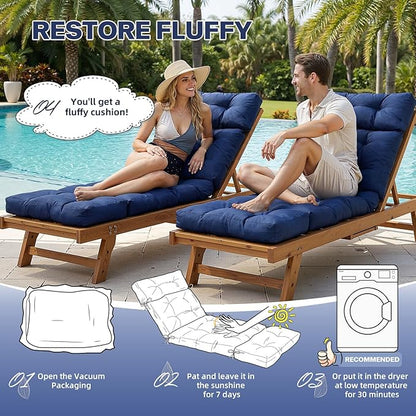 Waterproof Chaise Lounge Chair Cushion Outdoor Indoor 75 x 24 x 3.9Inches PP Cotton Non Slip Pool Lounge Chair Cushion for Outdoor Lounge Chairs Furniture,Hot Flower