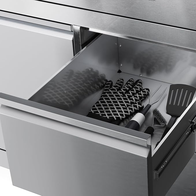 KoolMore 32 in. Outdoor Kitchen Liquid Propane Side Burner with Bottom Cabinet in Stainless-Steel (KM-OKS-SBC)