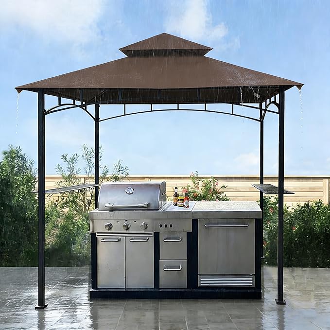 SCOCANOPY Grill Replacement Canopy BBQ Gazebo Top Compatible with Aldi Gardenline Belavi Shoprite Grill Gazebo,for Model Number: 43472,812576,822694,31937-17,21581,(Brown)