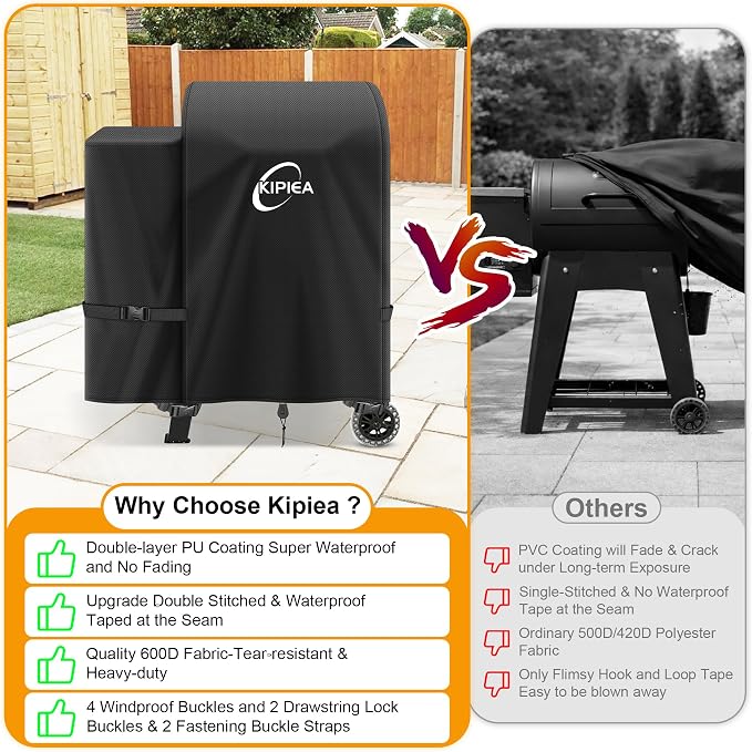 600D Pellet Grill Cover for Pit Boss Lexington, Pro 600 and Tailgater, Waterproof BBQ Smoker Cover, UV Resistant, No Tear, No Fading