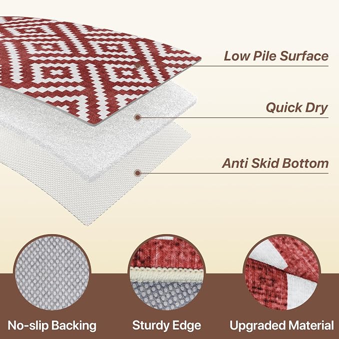 GENIMO Outdoor Rug 3'x5' Waterproof for Porch, Plastic Door Mat Ruby White | Outside Modern Carpet for Patio Decor, Balcony, Deck, Backyard, Picnic, Camping, RV, Reversible, Foldable, Lightweight