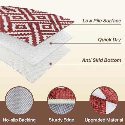 GENIMO Outdoor Rug 3'x5' Waterproof for Porch, Plastic Door Mat Ruby White | Outside Modern Carpet for Patio Decor, Balcony, Deck, Backyard, Picnic, Camping, RV, Reversible, Foldable, Lightweight