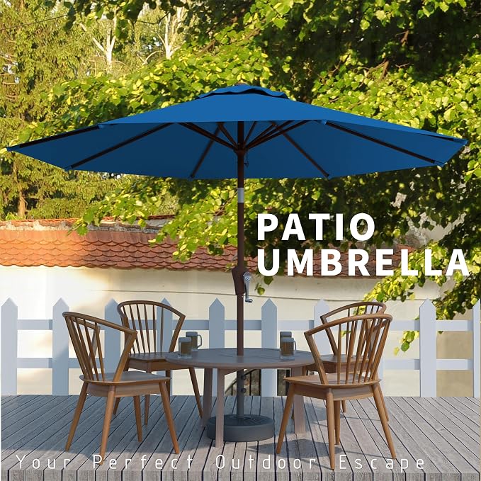 10FT Patio Umbrella, Outdoor Umbrella with Push Button Tilt and Crank, 8 Sturdy Ribs, UV Protection & Waterproof Market Umbrella for Pool, Backyard, Beach,Deck