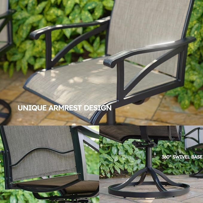 DWVO 10 Set Outdoor Swivel Chairs, Premium Patio Swivel Chairs with High Back & Heavy Duty Frame, All Weather Outdoor Swivel Chairs Set of 10 for Porch Lawn Patio, Gray