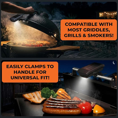 Griddle Buddy Night Chef Pro Outdoor Grill Light - Solar & USB-C Rechargeable LED BBQ Light Auto On/Off Tilt Sensor, Universal Mount, Weatherproof Grill Accessory for Blackstone, Weber & Most Grills