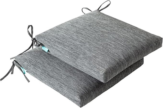 QILLOWAY Outdoor Indoor Seat Cushions, Square Foam Dining Chair Pads,All Weather, 17"x17"x3",2 Count (Charcoal Grey/Black)