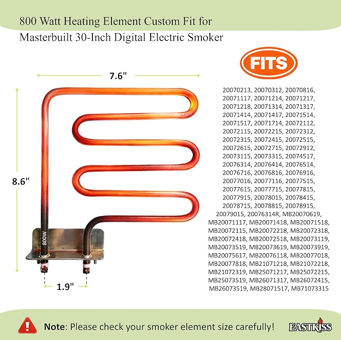 800 Watt Heating Element for Masterbuilt 30 inch Digital Electric Smoker | 9907120011 - element kit - 800 watt;Heating element kit for Char-Broil digital 725 vertical smoker;fixed GFCI outlet tripping