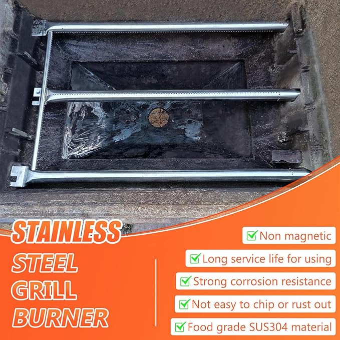 QuliMetal 7508 Grill Burner Tube for Weber Genesis Silver B/C Gold B/C, Spirit 700, Spirit E-310, E-320 (Side Control Grills), Weber 900 Grill Parts, 304 Stainless Steel Gas Grill Burner Tube Kit