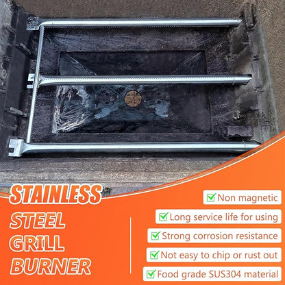 QuliMetal 7508 Grill Burner Tube for Weber Genesis Silver B/C Gold B/C, Spirit 700, Spirit E-310, E-320 (Side Control Grills), Weber 900 Grill Parts, 304 Stainless Steel Gas Grill Burner Tube Kit