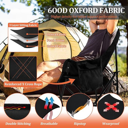 Joyfair Portable Charcoal Grill with Camping Beach Chair for Adult, Small Tabletop Barbecue Grill for Outdoor Camping Backyard Party BBQ Cooking, Extra Thick Steel & Heavy Duty