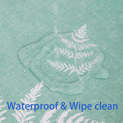 Heavy Duty Vinyl Tablecloth with Flannel Backing Waterproof Oil-Proof Plastic Table Cloth Stain-Resistant Wipeable Rectangle or Square Table Cover for Indoor and Outdoor (Mint Leaf, 60X84 Inch)