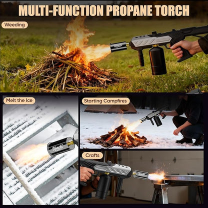 KOACKL Powerful Propane Torch, Blow Torch with Adjustable Flame, Flamethrower Kitchen Torch Burner Gas Welding Kits for Grill, BBQ, Searing Steak, Camping & Charcoal Torch Lighter(Tank Not Included)