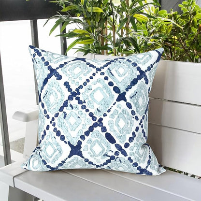 LVTXIII Outdoor Pillow Covers 20x20 Inch, 2 Pack Large Square Throw Pillow Cases, Fade-Resistant Cushion Covers for Patio Furniture Sofa, Garden Porch, Boho Geometry Blue