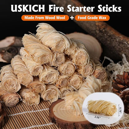 500Pcs Fire Starter - Natural Fire Starters for Campfires,Fireplace, Pellet Stove & Wood, Fire Pit, Smoker, BBQ, Chimney, Pizza Oven - Fire Starters for Grill, Charcoal Starter