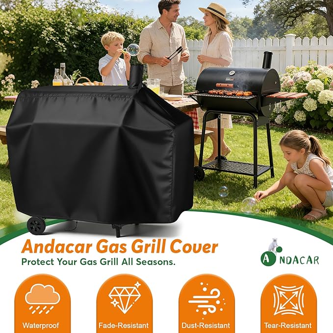 Charcoal Grill Cover for Royal-Gourme-t CC1830W 30-Inch Charcoal Grill, Smoker Grill Cover for CC1830SC 30-Inch Outdoor Grill Waterproof BBQ Grill Cover - 54" L×29" W×45" H, Black