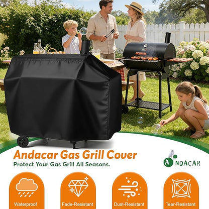 Charcoal Grill Cover for Royal-Gourme-t CC1830W 30-Inch Charcoal Grill, Smoker Grill Cover for CC1830SC 30-Inch Outdoor Grill Waterproof BBQ Grill Cover - 54" L×29" W×45" H, Black