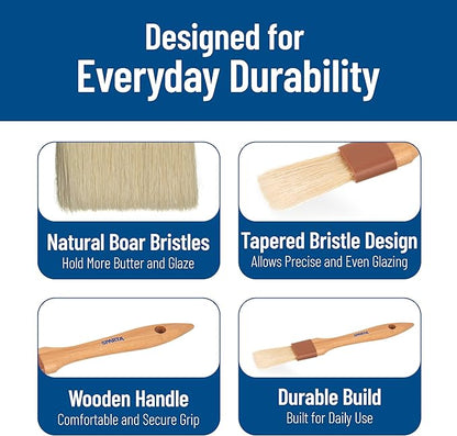 SPARTA Kitchen Basting Brush – 4037200 Basting Brush for Cooking Flat Boar Bristle Brush, Hardwood Handle for Kitchens, Restaurants, Catering, High Heat Food Prep, 1in, Pack of 12