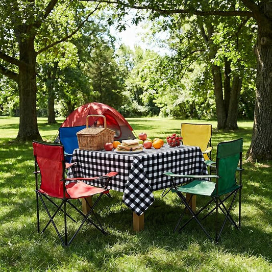 sancua Checkered Vinyl Square Tablecloth Table Cloth, 54x54 Inch | 100% Waterproof Oil Proof Spill Proof PVC Table Cloth, Wipe Clean Cover for Dining Tables, Buffet Parties, Black and White