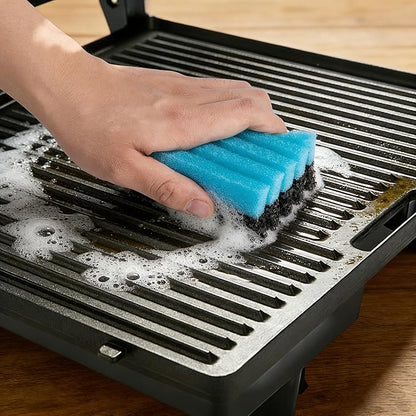 EBaokuup 8 Pcs Grill Plate Cleaning Sponge 12207, Electric Grill Cleaning Sponge with Grooves, Grill Cleaner Replacement Sponges for Indoor Outdoor Giddle