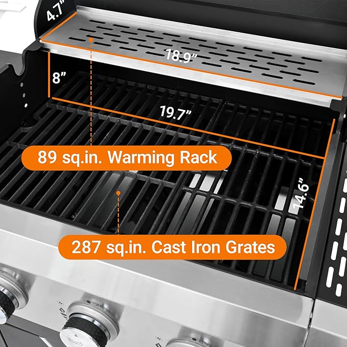 Outdoor Grills & Smokers Portable Camping Charcoal Grill Cooking Barbecue, Stainless Steel Gas Grill with Side Burner for BBQ, Asador de Carbon, Parrilla de Carbon,A-1