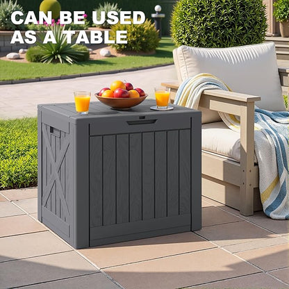 Greesum 40 Gallon Outdoor Deck Box, Resin Storage for Patio Furniture, Garden Tools, Pool Supplies, Weatherproof and UV Resistant, Lockable, Gray