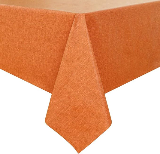 Romanstile Halloween 100% Waterproof PVC Tablecloth, Rectangle Oil Spill Proof Stain Resistant Vinyl Table Cloth, Wipe Clean Plastic Table Covers for Kitchen/Dining/Parties - 60 x 102 Inch, Orange